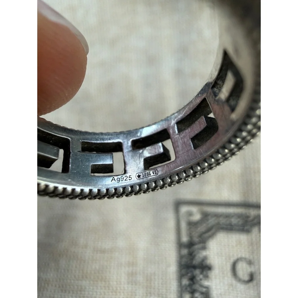 Gucci Square G Arabesque Engraved Sterling Silver Ring Size 12 Aged Finish